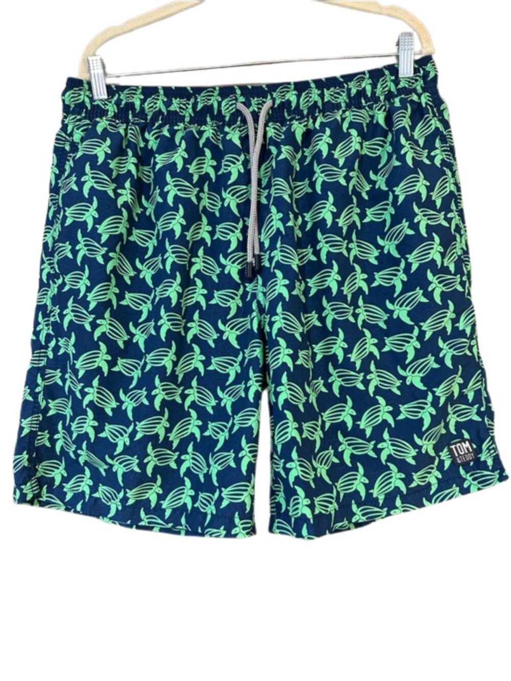 Tom & Teddy Navy Turtle Print Swim Trunks XXL Lime Green Beach Shorts